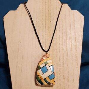 Vintage Handcrafted Spiny Oyster Mosaic Inlay w/ Turquoise & Coral Necklace